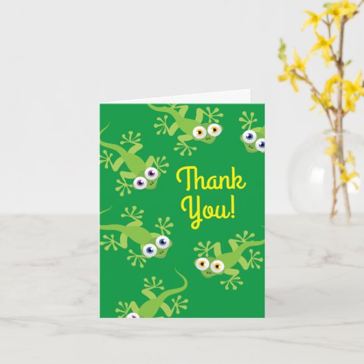 Gecko Lizards Birthday Party Dank je dat je Kinder Kaart (Gele Bloem)