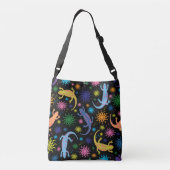 Gecko Lizards Multi-Colored over druk Crossbody Tas (Achterkant)
