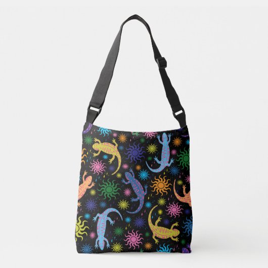 Gecko Lizards Multi-Colored over druk Crossbody Tas (Voorkant)