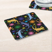 Gecko Lizards Multi-Colored over druk Kartonnen Onderzetters (Schuin)