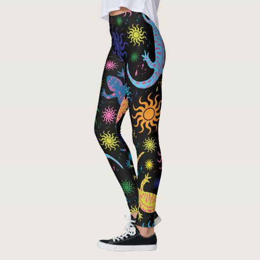 Gecko Lizards Multi-Colored over druk Leggings (Links)