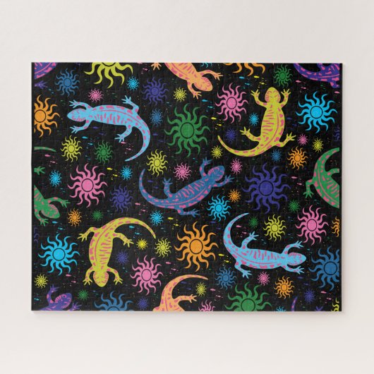 Gecko Lizards Multi-Colored over druk Legpuzzel (Horizontaal)