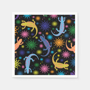 Gecko Lizards Multi-Colored over druk Servet