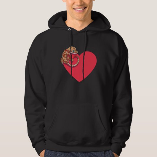 Gecko Love Crested Gecko Lover Gecko Heart Cute Cr Hoodie (Voorkant)