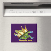 Gecko met kroon— Spreuken Magneet (Insitu (Vaatwasser))