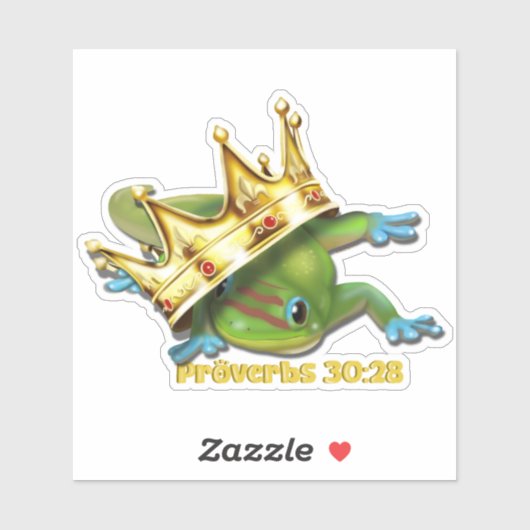 Gecko met kroon— Spreuken Sticker (Vel)