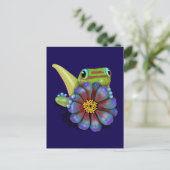 Gecko met Zinnia Bloem Briefkaart (Staand voorkant)