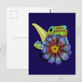 Gecko met Zinnia Bloem Briefkaart (Voorkant / Achterkant)