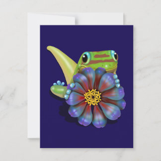 Gecko met Zinnia Bloem Briefkaart