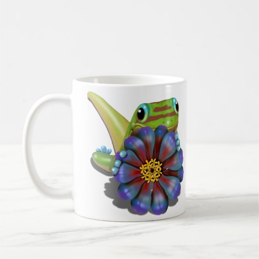 Gecko met Zinnia Bloem Koffiemok (Links)