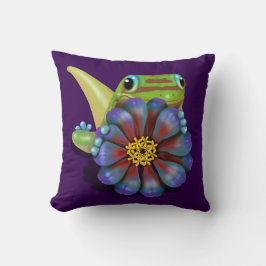 Gecko met Zinnia Bloem Kussen