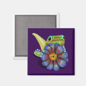 Gecko met Zinnia Bloem Magneet (Voorkant / Achterkant)
