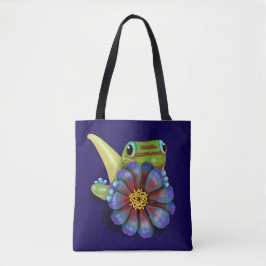 Gecko met Zinnia Bloem Tote Bag