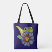 Gecko met Zinnia Bloem Tote Bag (Achterkant)