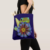 Gecko met Zinnia Bloem Tote Bag (Dichtbij)