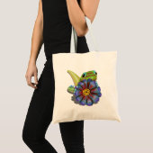 Gecko met Zinnia Bloem Tote Bag (Voorkant (product))