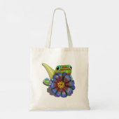 Gecko met Zinnia Bloem Tote Bag (Achterkant)