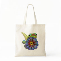 Gecko met Zinnia Bloem