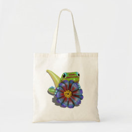 Gecko met Zinnia Bloem Tote Bag
