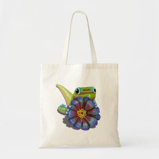 Gecko met Zinnia Bloem Tote Bag (Voorkant)
