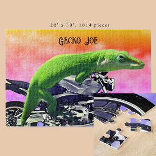 Gecko Motorrijder Pink Horizon Naam toevoegen 20x3 Legpuzzel