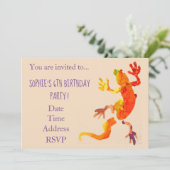 Gecko natuur reptiel jonge meisjesfeestje kaart (Staand voorkant)