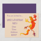 Gecko natuur reptiel jonge meisjesfeestje kaart (Voorkant / Achterkant)