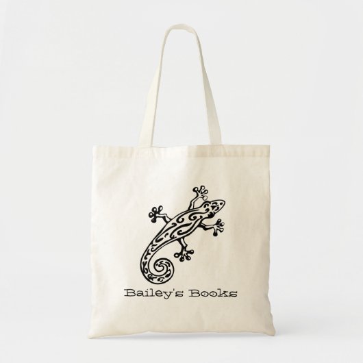 Gecko noemde de zwarte & witte bibliotheektas tote bag (Voorkant)