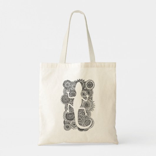Gecko on Flowers Tote Bag (Achterkant)