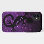 Gecko op Paars Glitter iPhone 5/5S Hoesje (Achterkant (horizontaal))