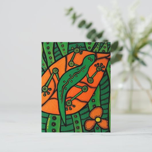 Gecko Oranje en groen Briefkaart (Staand voorkant)