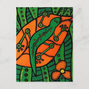 Gecko Oranje en groen Briefkaart