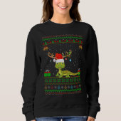 Gecko Reindeer Santa Hat Matching Ugly Gecko Chri Trui (Voorkant)
