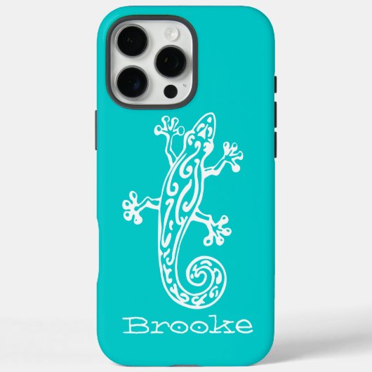 Gecko reptiel wit & aqua naam Case-Mate iPhone case (Achterkant)