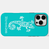 Gecko reptiel wit & aqua naam Case-Mate iPhone case (Achterkant (horizontaal))