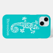 Gecko reptiel wit & aqua naam Case-Mate iPhone case (Achterkant (horizontaal))