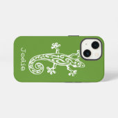 Gecko reptiel witte & groene naam iphone hoes hoesje (Achterkant horizontaal)