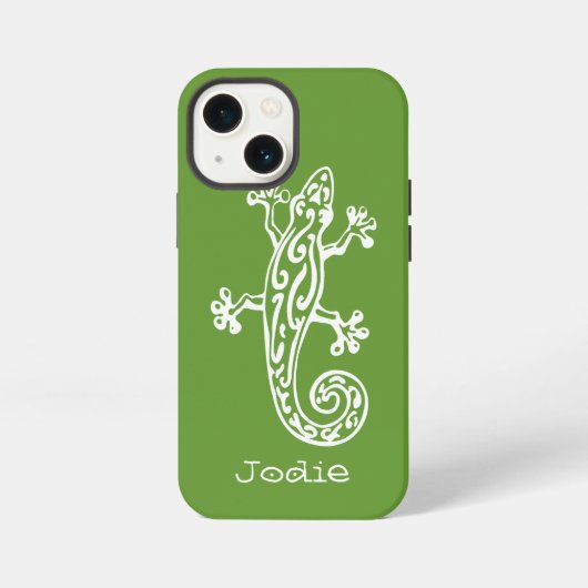 Gecko reptiel witte & groene naam iphone hoes hoesje (Achterkant)