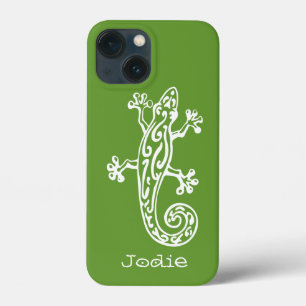 Gecko reptiel, witte & groene naamdoos Case-Mate iPhone case