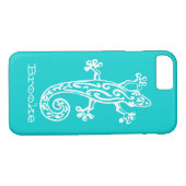 Gecko reptile white & aqua name iPhone 7 hoesje (Achterkant (Horizontaal))