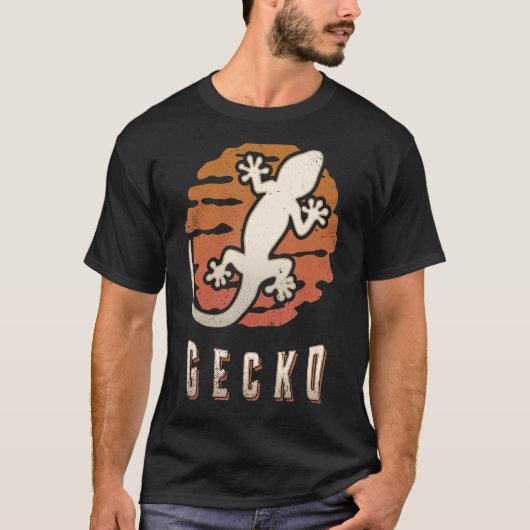 Gecko Retro Classic Animal Sunset T-shirt (Voorkant)