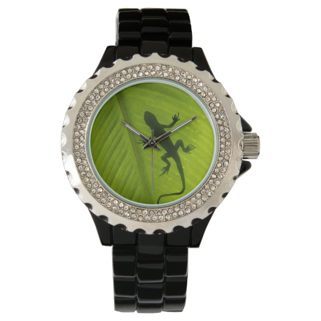 Gecko Silhouette Horloge (Voorkant)