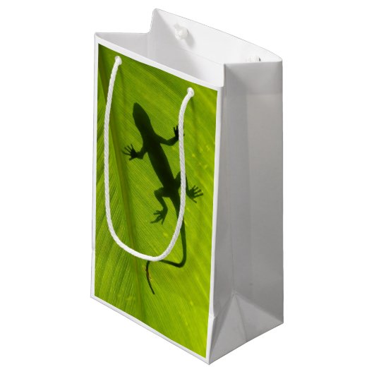 Gecko Silhouette Klein Cadeauzakje (Voorkant Gekanteld)