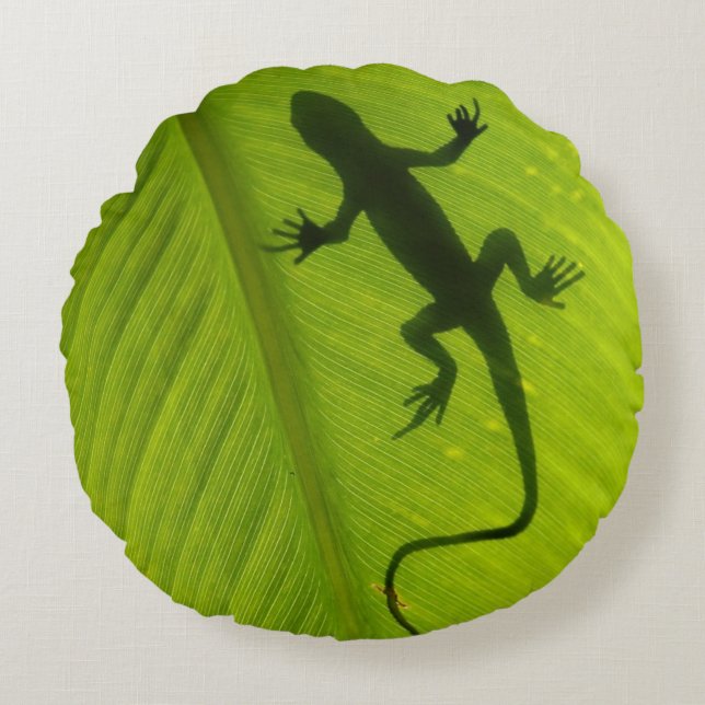 Gecko Silhouette Rond Kussen (Voorkant)
