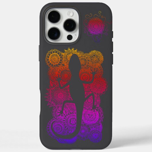 Gecko sitzt auf Mandala Blumen Case-Mate iPhone Case (Achterkant)