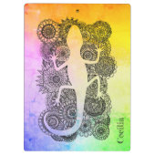Gecko sitzt auf Mandala Blumen Klembord (Achterkant)