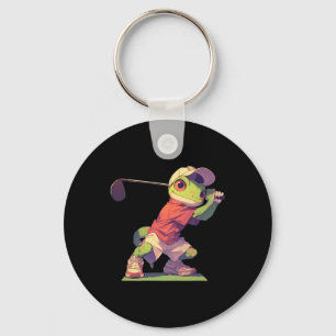 Gecko speelt golf, grappige golfer hagedis  sleutelhanger
