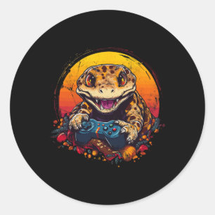 Gecko Spelen Videogame Lizard & Reptielen Gam Ronde Sticker