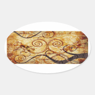 Gecko Spiral Twins Ovale Sticker