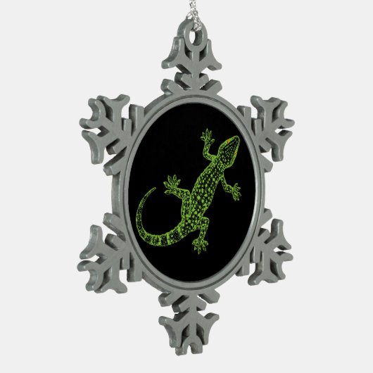 Gecko Tin Sneeuwvlok Ornament (Links)